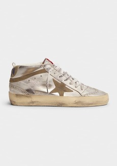 Golden Goose Mid Star Laminated Upper And Spur Suede Star And Wave Sneakers