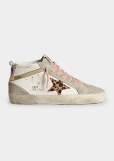 Golden Goose Mid Star Mixed Leather Glitter Sneakers