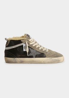 Golden Goose Mid Star Mixed Leather Shearling Sneakers