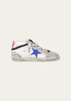 Golden Goose Mid-Top Denim Leather Sneakers