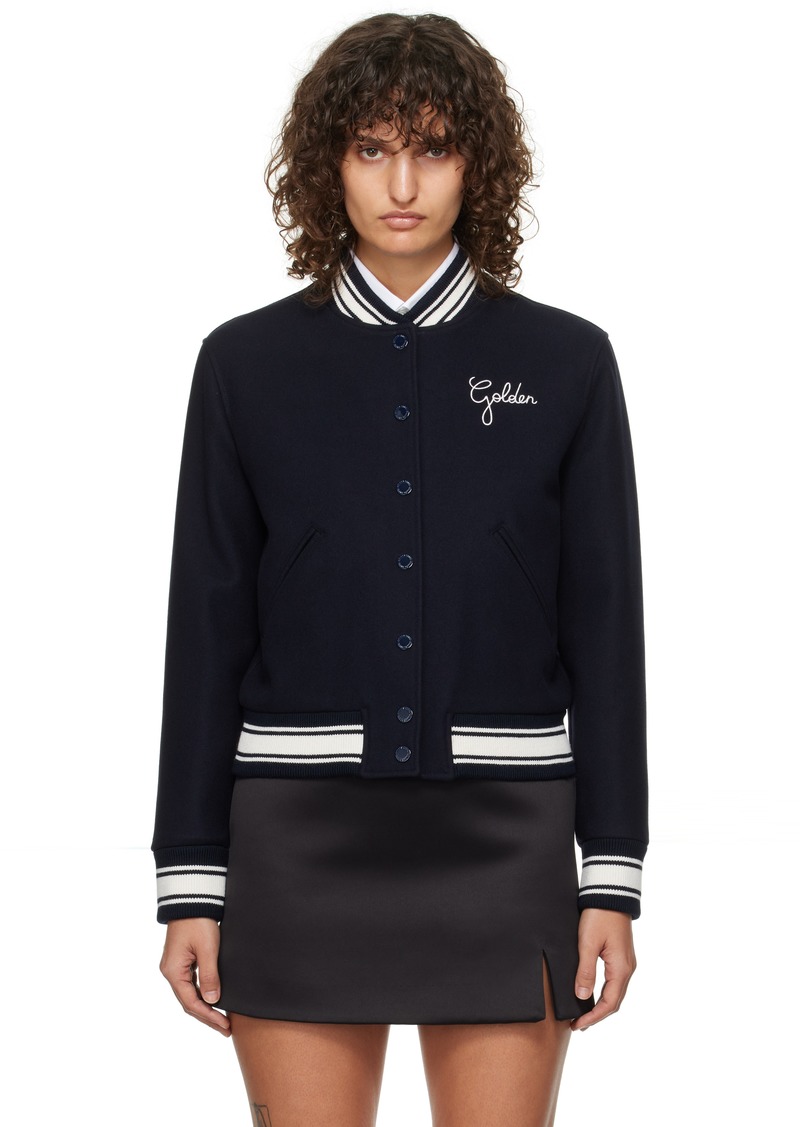 Golden Goose Navy Embroidered Bomber Jacket