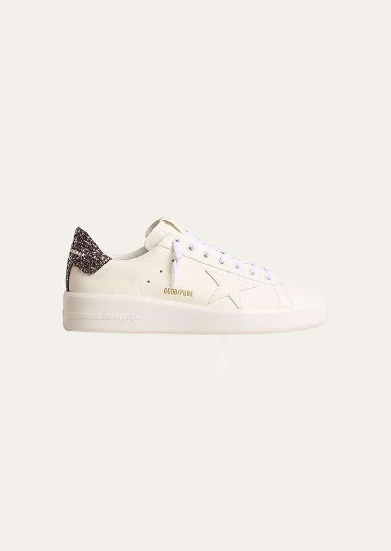 Golden Goose Pure Star Leather Glitter Low-Top Sneakers