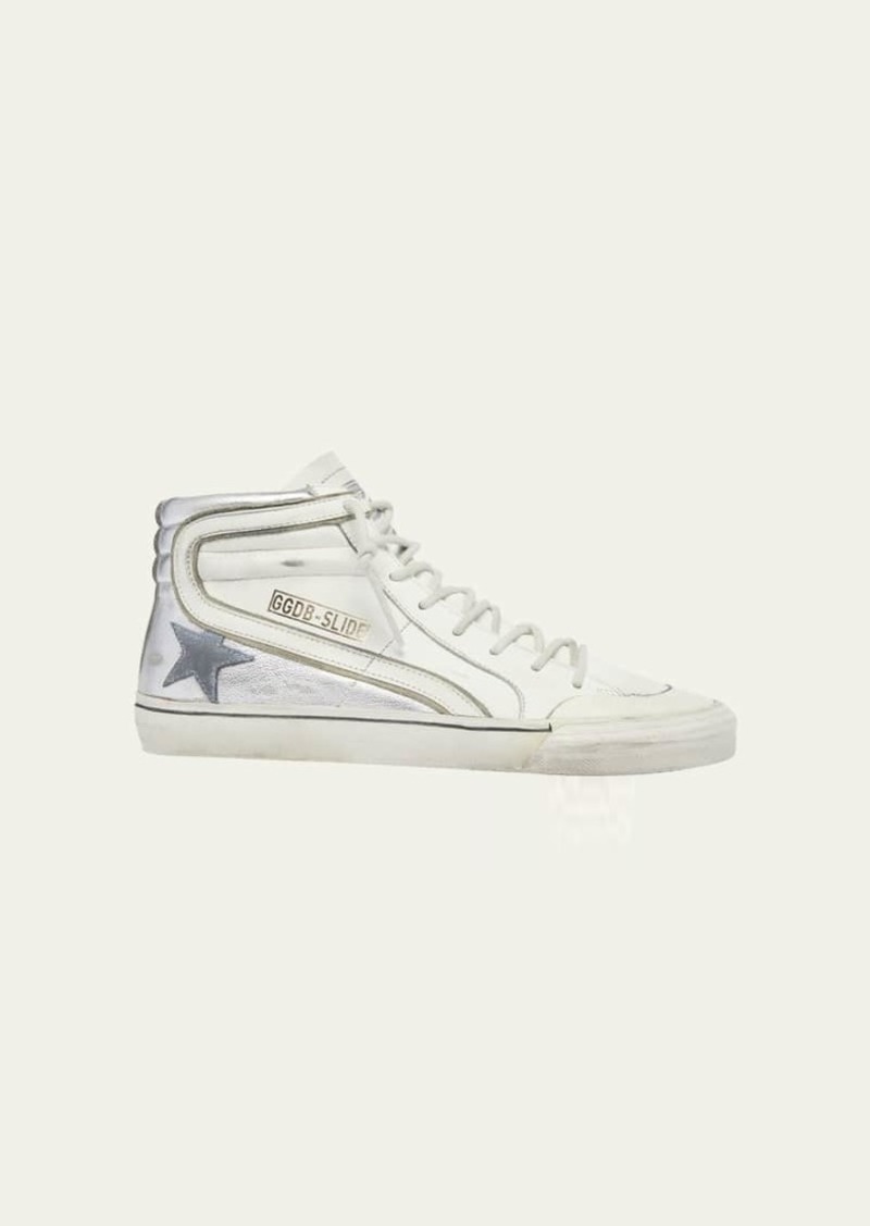 Golden Goose Slide Mid-Top Mixed Leather Sneakers