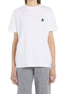 Golden Goose Small Star Cotton Logo Tee in Optic White/Green at Nordstrom