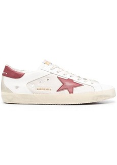 GOLDEN GOOSE SUPER-STAR NET AND LEATHER UPPER SUEDE STAR AND SPUR LEATHER HEEL SHOES