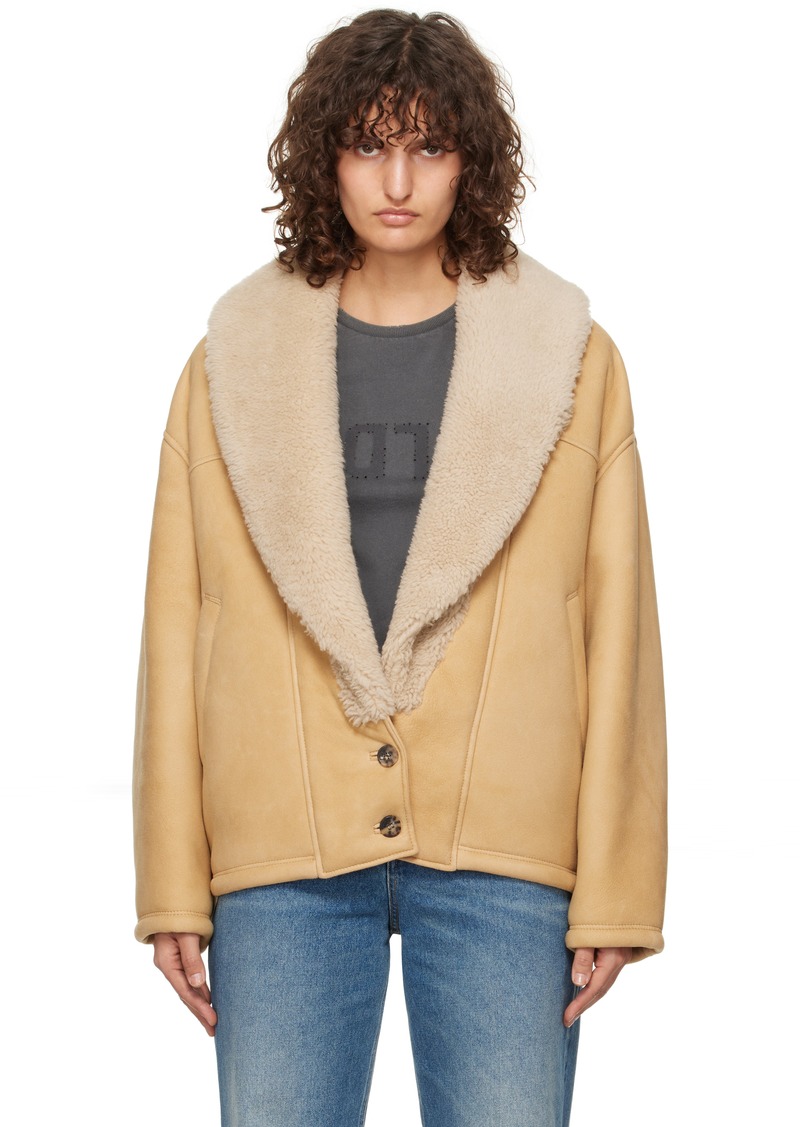 Golden Goose Tan Shawl Collar Shearling Jacket