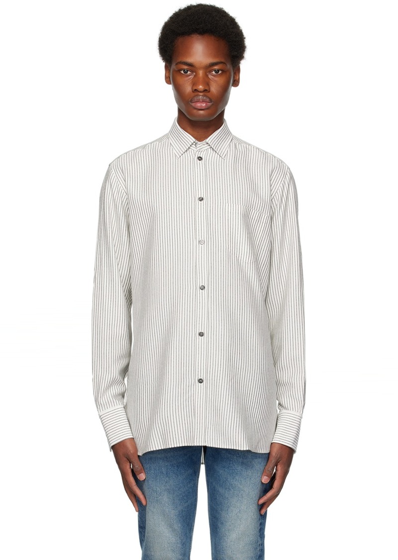 Golden Goose White & Black Striped Shirt