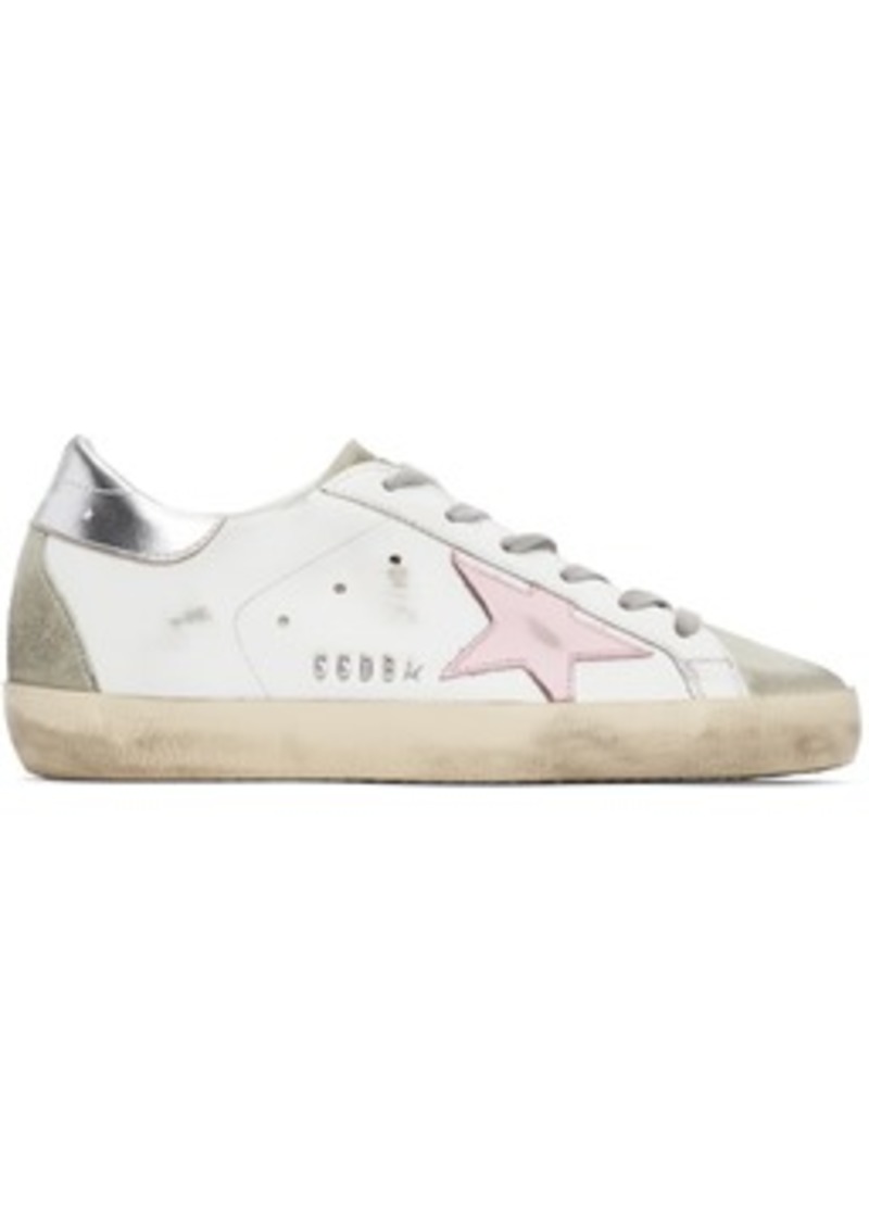 Golden Goose White & Grey Super-Star Classic Sneakers