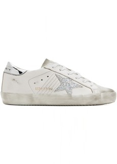 Golden Goose White & Silver Super-Star Sneakers