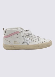 GOLDEN GOOSE WHITE AND PINK LEATHER MID STAR SNEAKERS