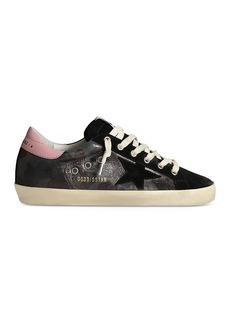 Golden Goose Women's Super-Star Almond Toe Laminated Camouflage Sneakers