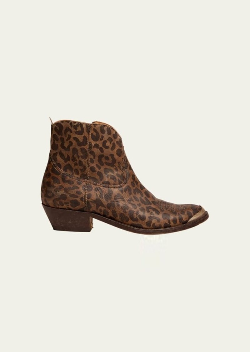 Golden Goose Young Leopard-Print Leather Cowboy Boots