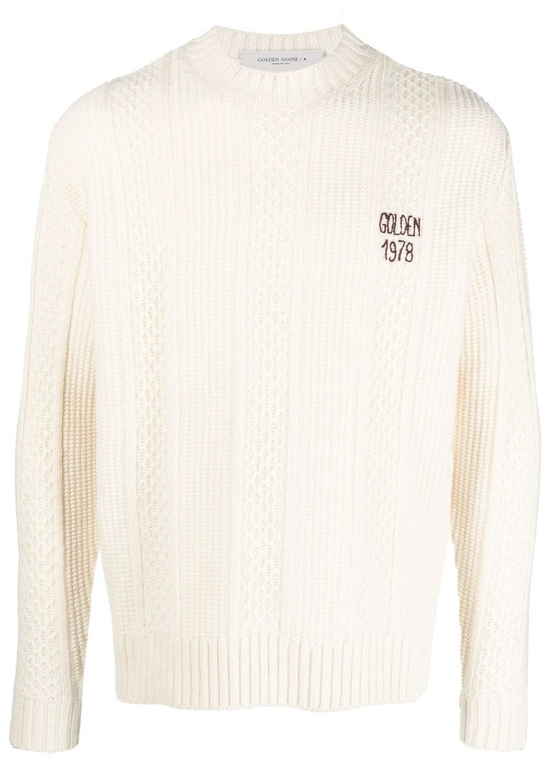 Golden Goose logo-embroidered knitted wool jumper