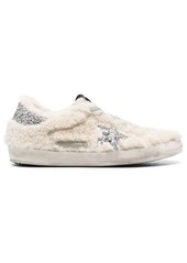 Golden Goose shearling-panel glitter sneakers