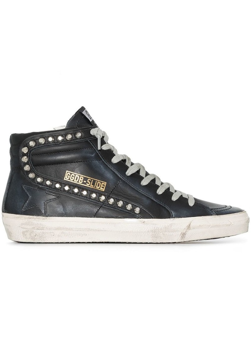 Golden Goose Slide distressed studded sneakers