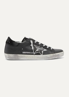 Golden Goose Superstar Metallic Distressed Leather And Suede Sneakers