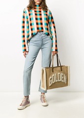 Golden Goose textured fleece logo tote bag