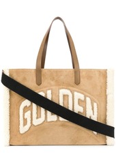 Golden Goose textured fleece logo tote bag