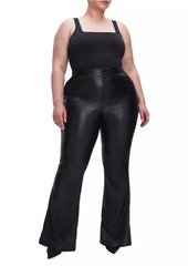 Good American Boot-Cut Faux Leather Pants