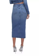 Good American Denim Slit-Front Midi-Skirt