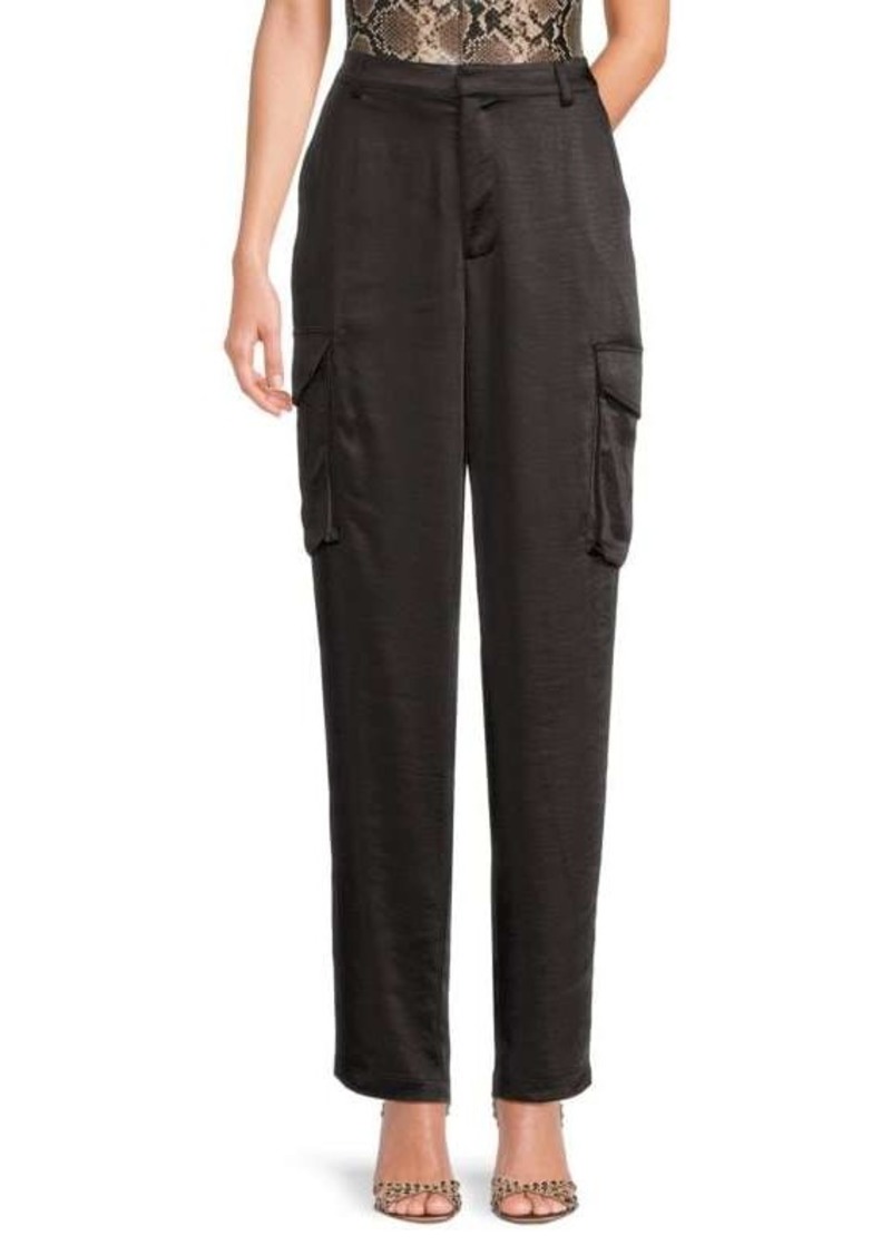 Good American Flat Front Satin Cargo Pants