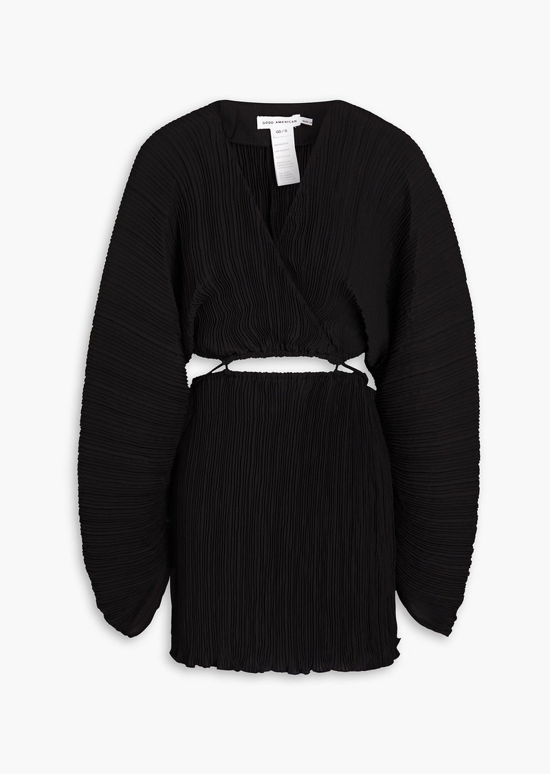 Good American - Cutout plissé-crepe mini dress - Black - 0