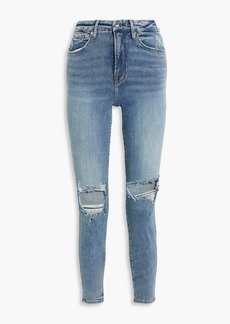 Good American - Good Legs cropped distressed high-rise skinny jeans - Blue - 25