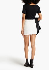 Good American - Good Waist frayed denim mini skirt - White - 30
