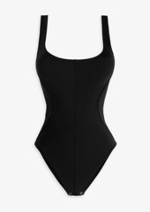 Good American - Mesh-trimmed stretch-jersey bodysuit - Black - 0