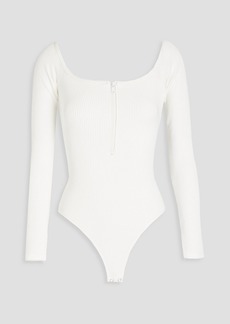 Good American - Ribbed cotton-blend jersey bodysuit - White - 5