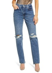 Good American Good '90s Ripped Slim Fit Straight Leg Jeans in Indigo016 at Nordstrom