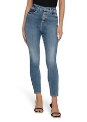 Good American Good Curve Button Fly Ankle Skinny Jeans in Blue658 at Nordstrom
