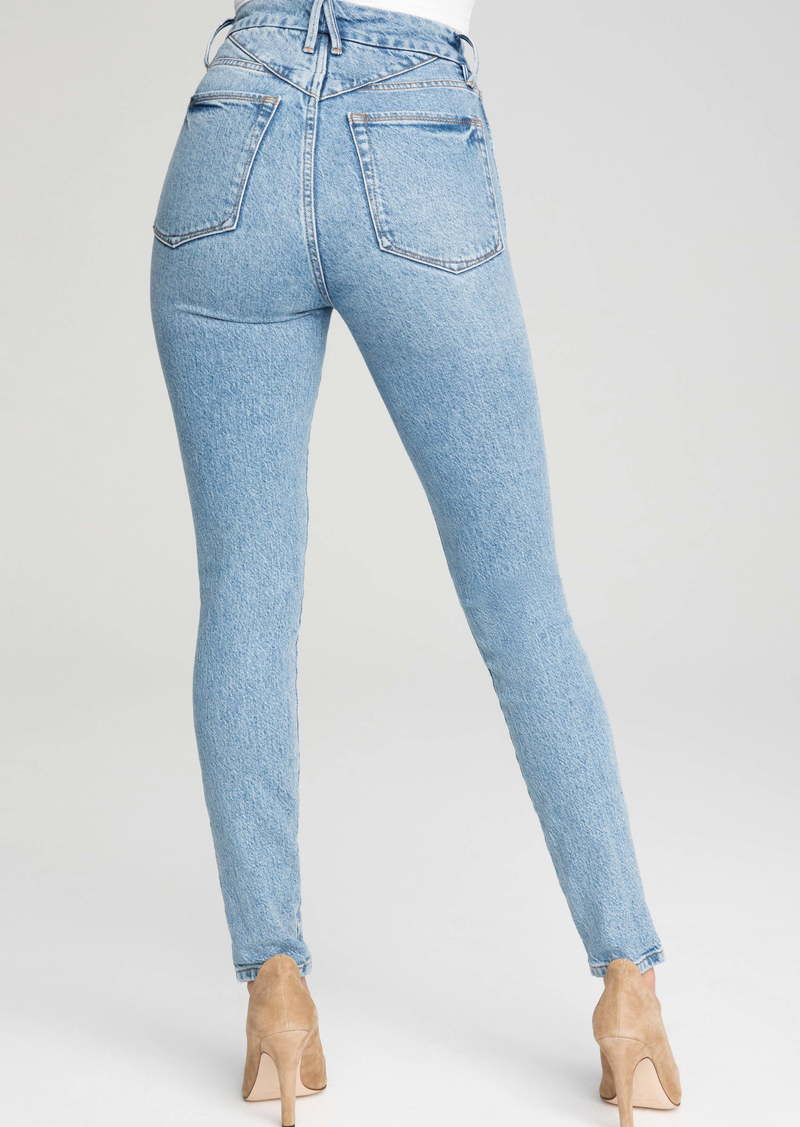 GOOD AMERICAN Good Legs distressed mid-rise flared jeans