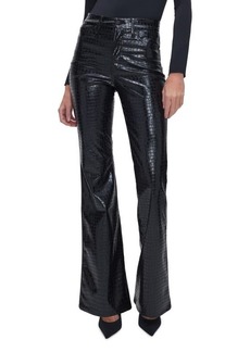 Good American Good Legs Croc Embossed Faux Leather Flare Pants