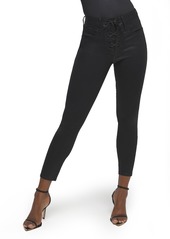 Good American Good Waist Lace Up Skinny Jeans in Black014 at Nordstrom