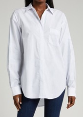 Good American Good Yarn Dye Cotton Poplin Button-Up Shirt
