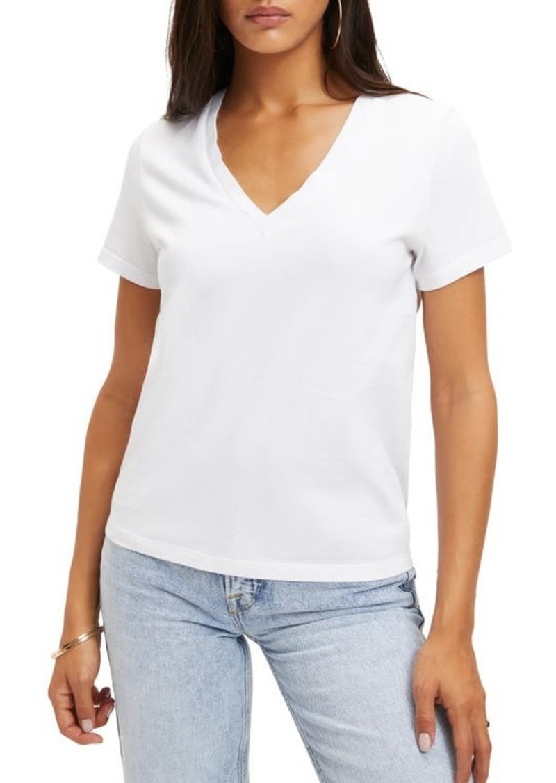 Good American Heritage V-Neck Cotton T-Shirt