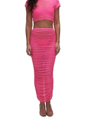 Good American Ruched Mesh Cover-Up Maxi Skirt