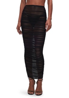Good American Ruched Mesh Cover-Up Maxi Skirt