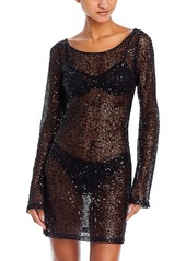 Good American Sequin Mesh Mini Dress Swim Cover-Up