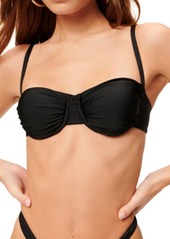 Good American Shiny Ruched Demi Underwire Bikini Top