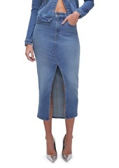 Good American Slit Front Denim Midi Skirt