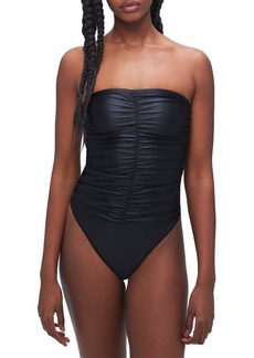 Good American Strapless Ruched One-Piece Swimsuit