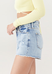 Good American The Cutoff Long Fray Hem Shorts