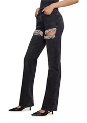 Good American Good Icon Embellished Straight-Leg Jeans