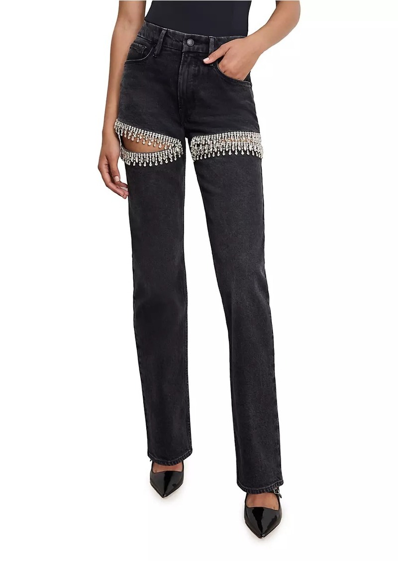 Good American Good Icon Embellished Straight-Leg Jeans