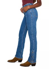 Good American Good Icon Mid-Rise Stretch Button-Hem Jeans