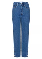 Good American Good Icon Mid-Rise Stretch Button-Hem Jeans