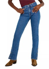 Good American Good Icon Mid-Rise Stretch Button-Hem Jeans