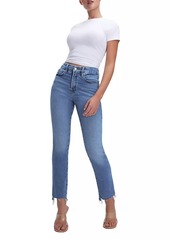 Good American Good Legs High-Rise Stretch Straight Ankle Jeans